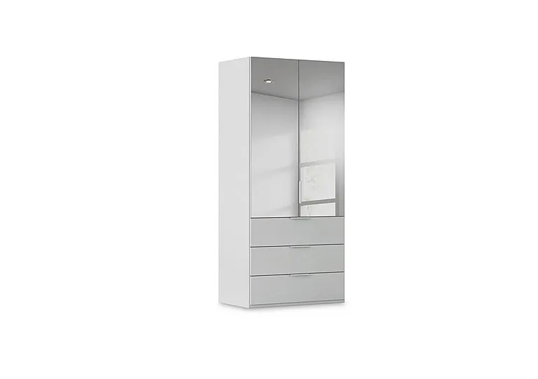 Haven 101cm 2 Door Combi Wardrobe with Mirror Doors and Décor Drawers - Silk Grey/Silk Grey Front