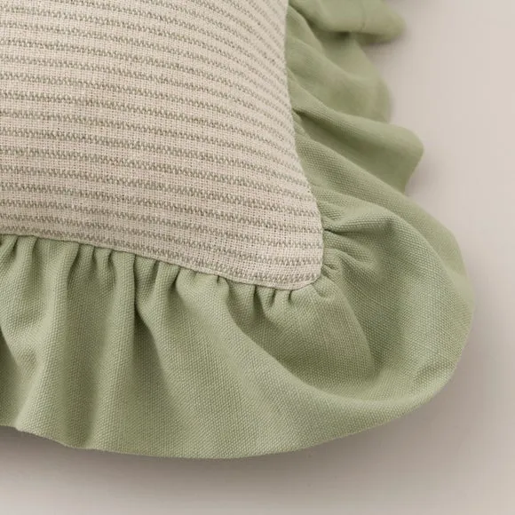 Isabelle Striped Ruffle Cotton Square Cushion Cover 5