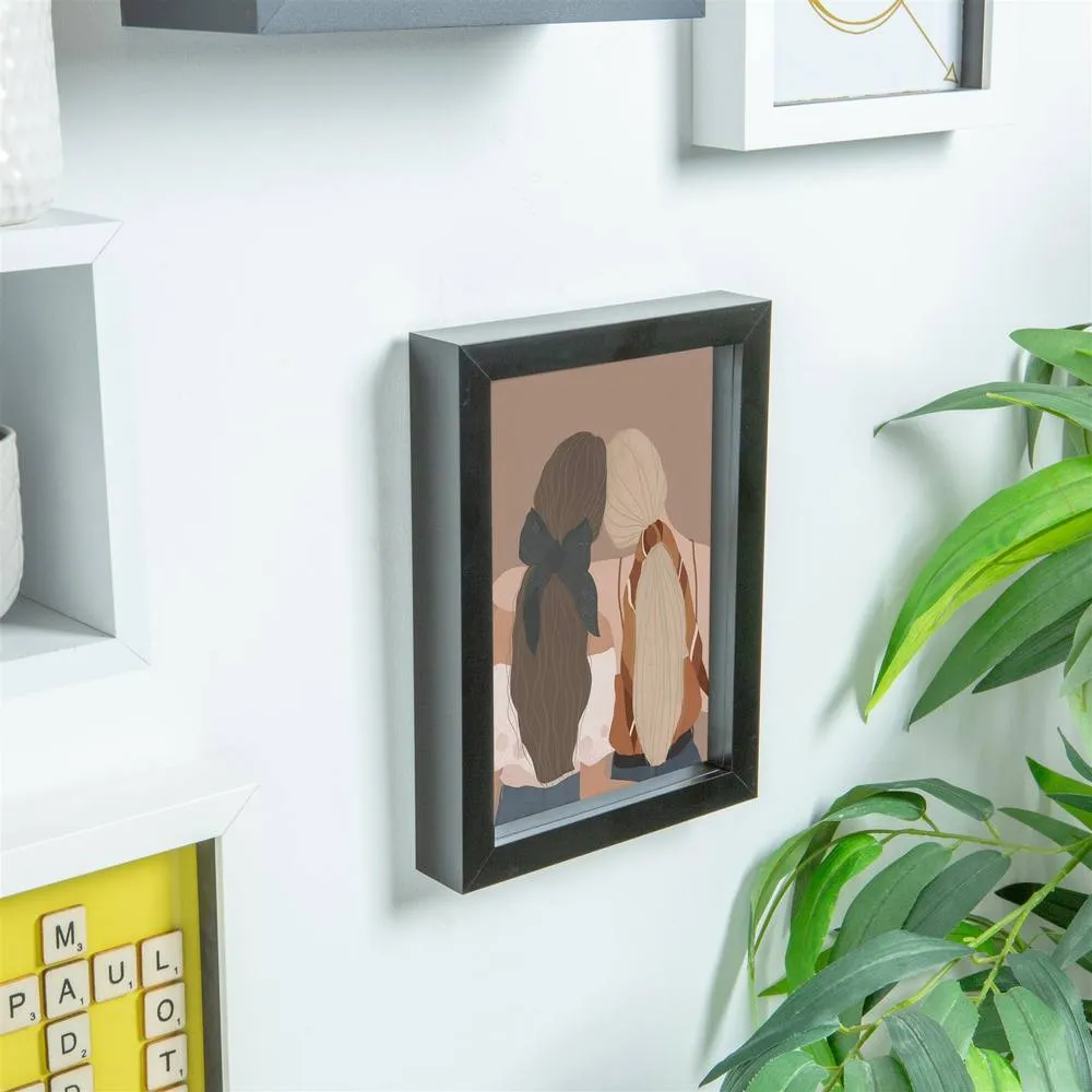 Nicola Spring 3D Box Photo Frame with 4" x 6" Mount - A5 (6" x 8") - White Mount in Black 6