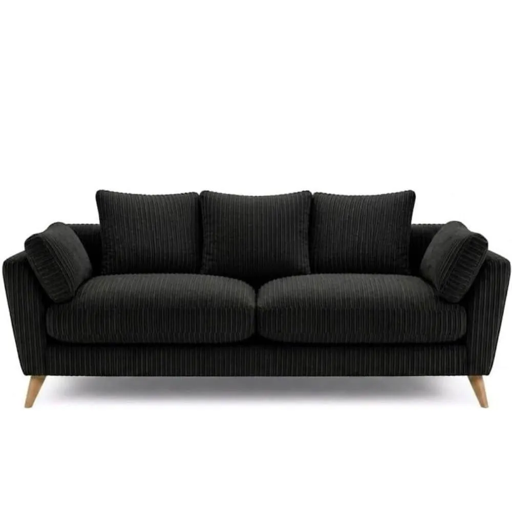 Bliss Furniture Harlow Jumbo Cord 2 Seater Sofa, Modern Tailored Design in Black