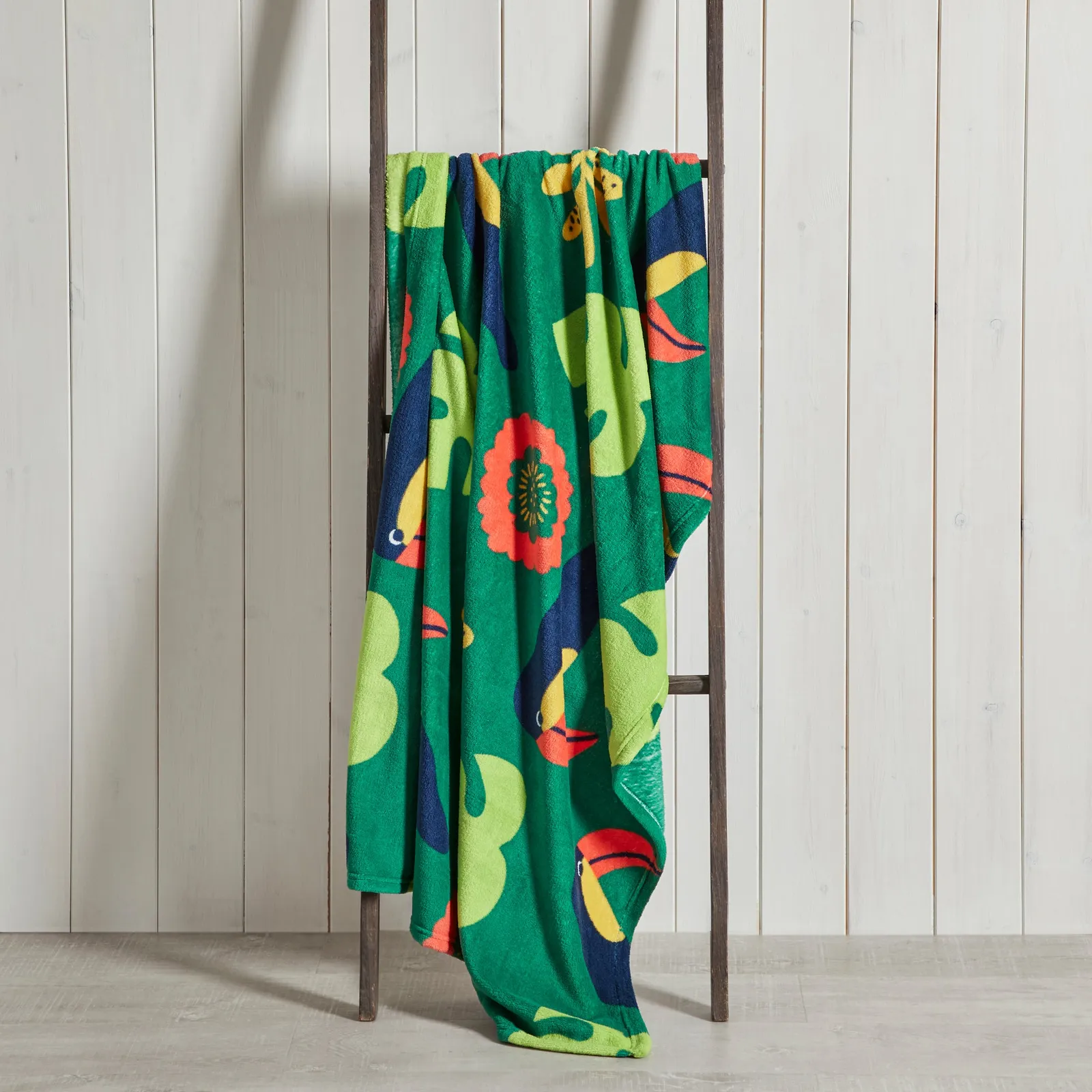 Tropical Toucan Fleece Blanket Light Green
