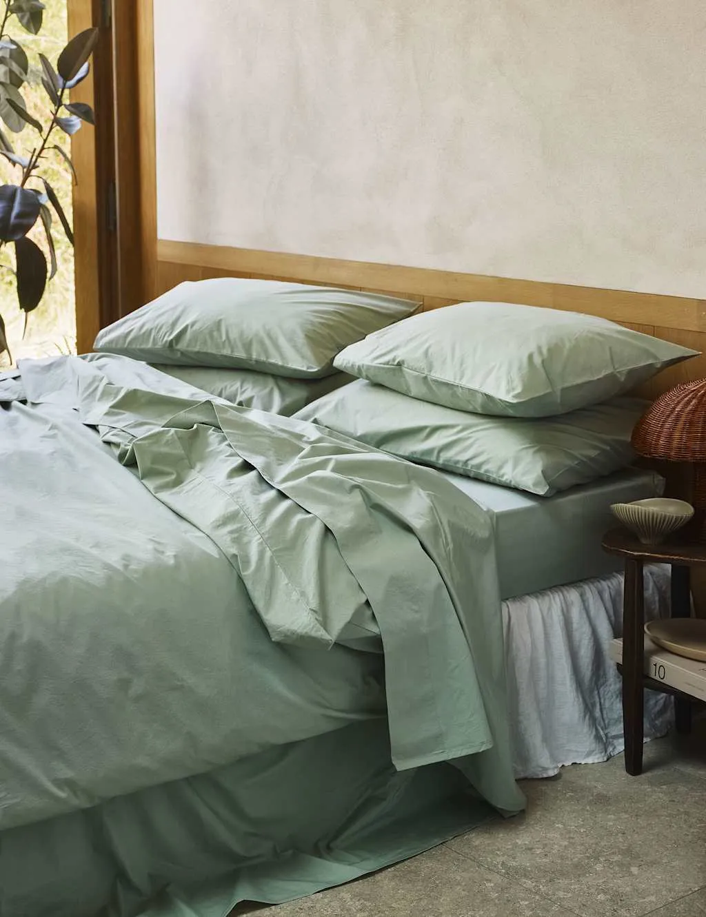 Piglet In Bed Washed Cotton Percale Duvet Cover Green