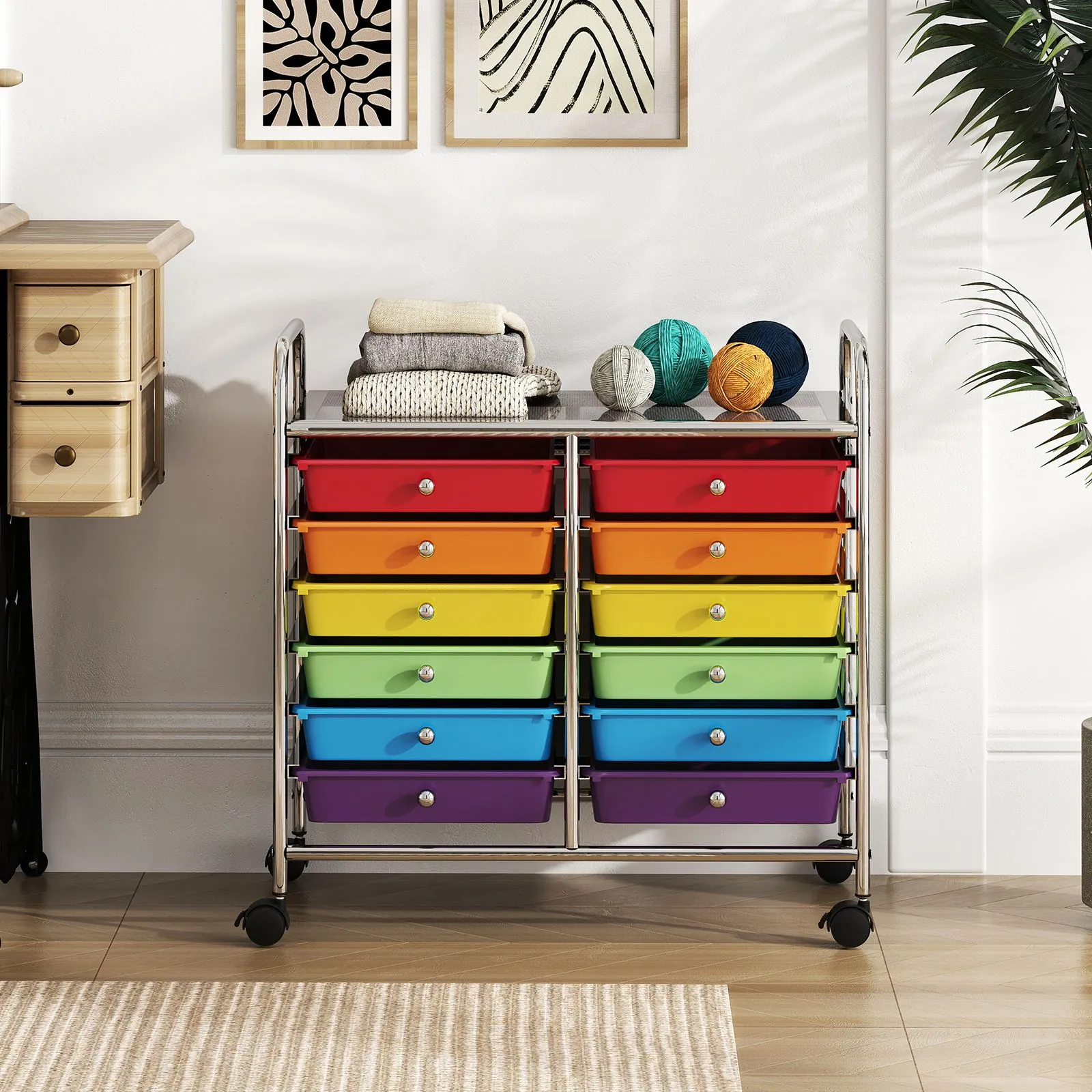 Costway 12 Drawers Multi-Purpose Utility Cart Storage Rolling Cart 3