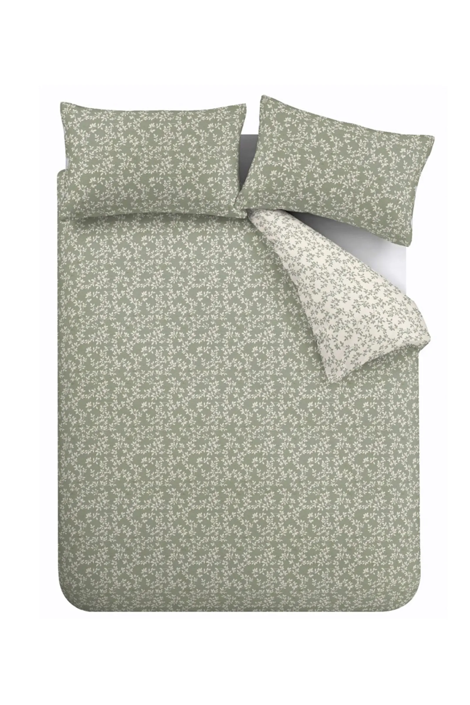 Bianca 'Shadow Leaves' 200TC Cotton Duvet Cover Set in Green 5