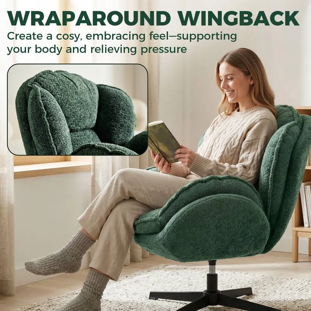 HOMCOM Accent Chair with 360° Swivel for Living Room in Green 4