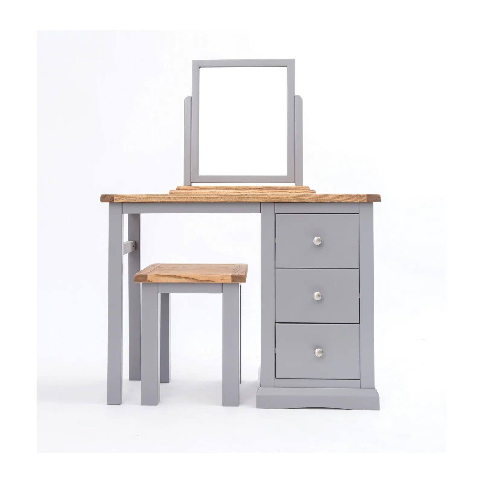 Cabinet Bits Rocca 3 Drawer Dressing Table Set Chrome Knob in Grey