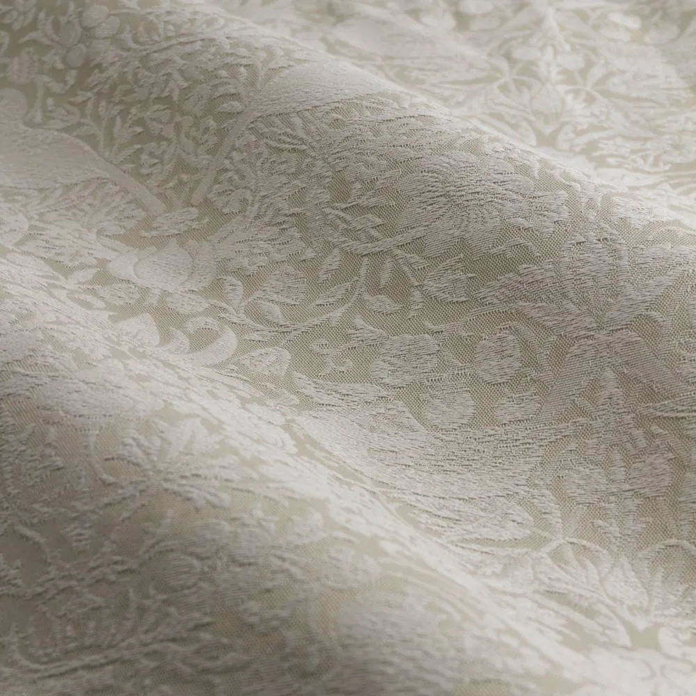 Morris & Co Strawberry Thief Jacquard Fully Lined Pencil Pleat Curtains in Cream 5