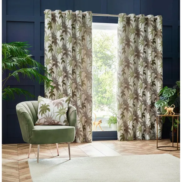 Galapagos Green Eyelet Curtains 2