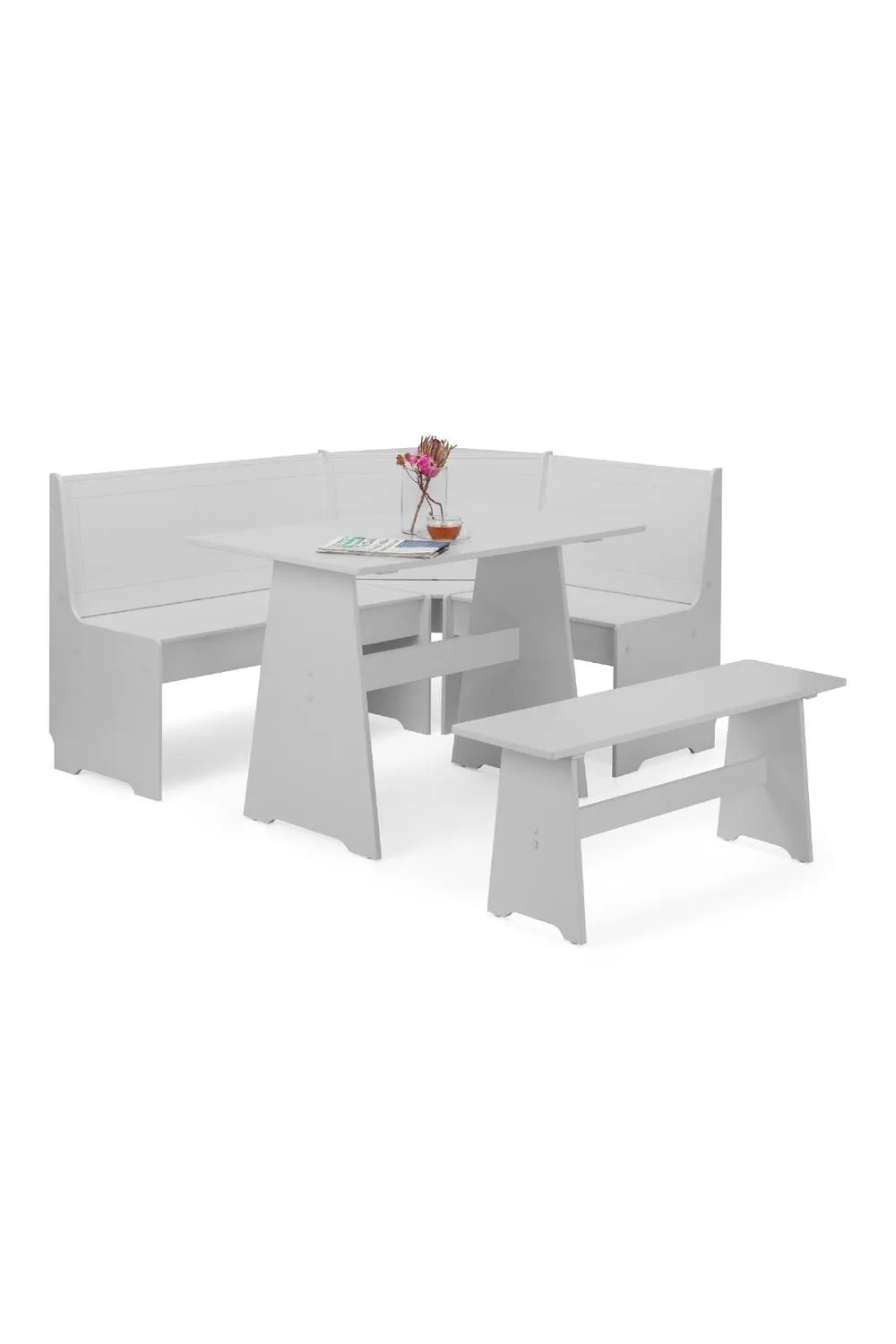 Julian Bowen Newport Corner 5 Seater Dining Set with Storage Bench in Grey 4