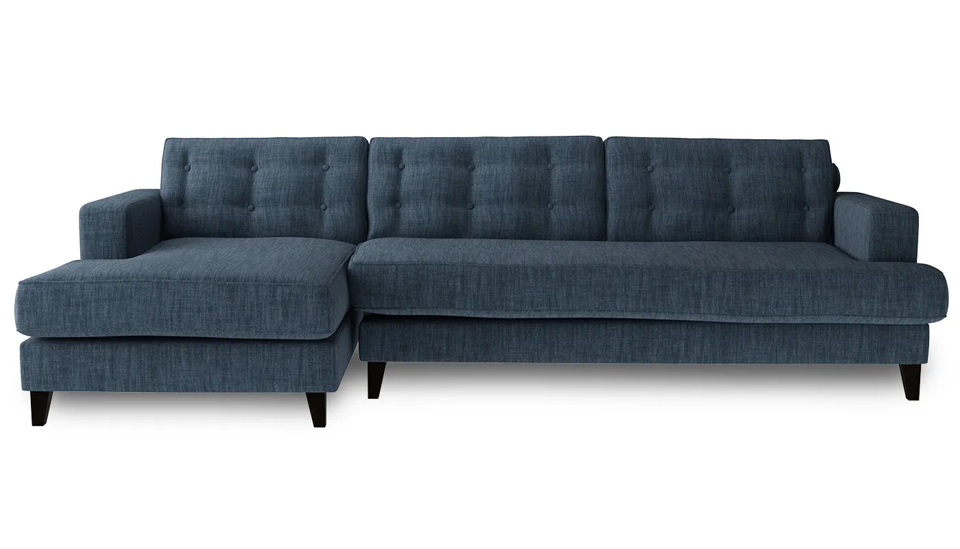 Heal's Mistral Left Hand Corner Sofa Broad Weave Lagoon Black Feet