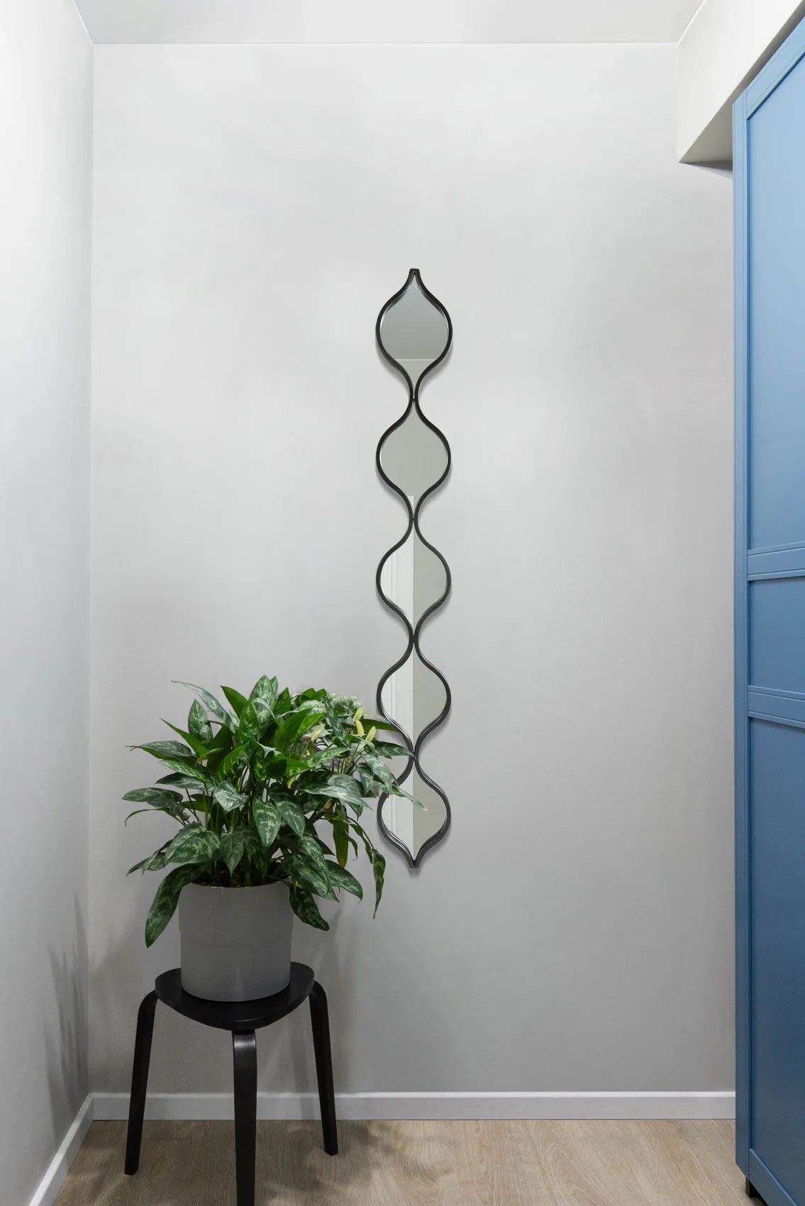 MirrorOutlet Black Metal Framed Tear Drop Wall Mirror 49" X 6" (124CM X 15CM)