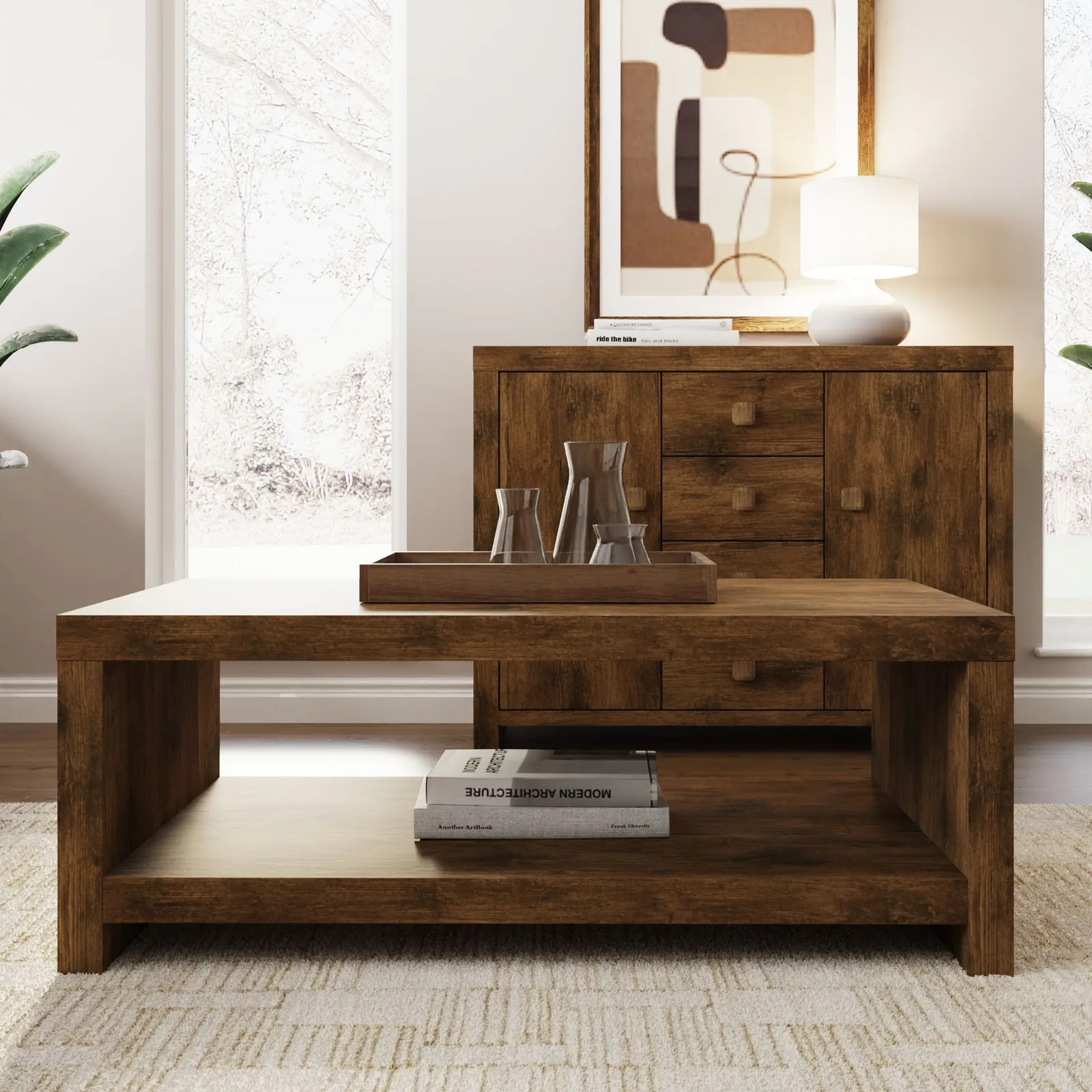 GFW Jakarta Coffee Table with Shelf in Brown