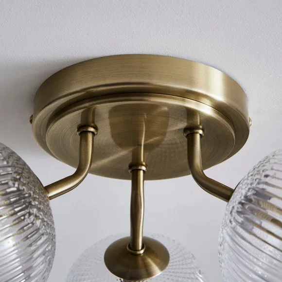Cassia Ribbed 3 Light Semi Flush Ceiling Light 3