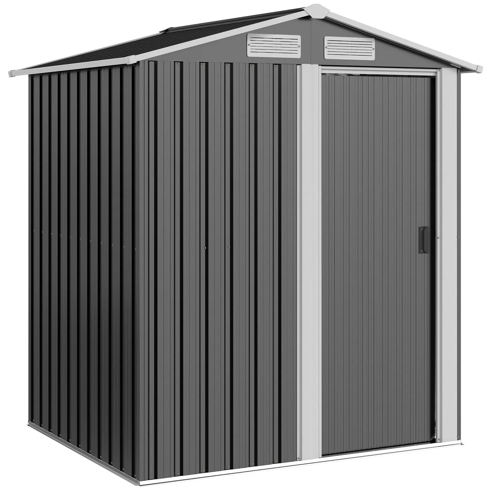 OUTSUNNY 5ft x 4.3ft Outdoor Metal Storage Shed with Sliding Door Sloped Roof in Grey 2