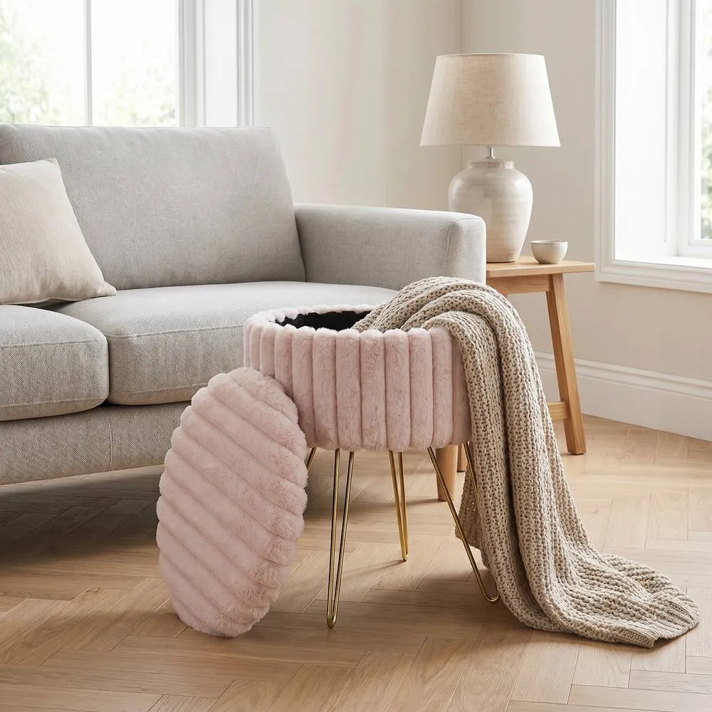 GAVENO CAVAILIA Ribbed Hairpin Storage Stool in Pink