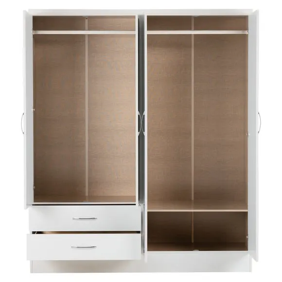 Nevada 4 Door 2 Drawer Wardrobe, Mirrored 4