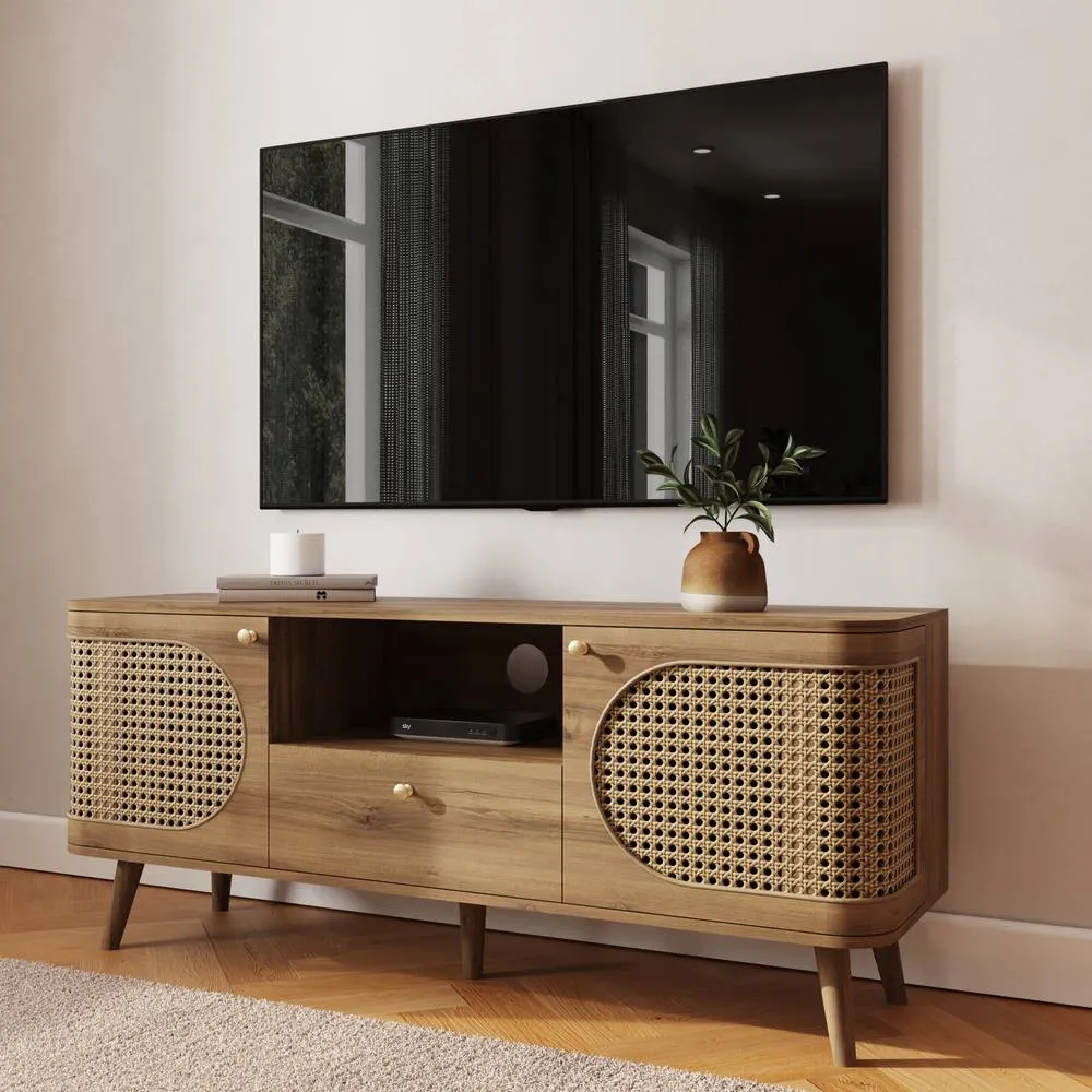 GFW Sorrel Rattan TV Unit in Brown 2