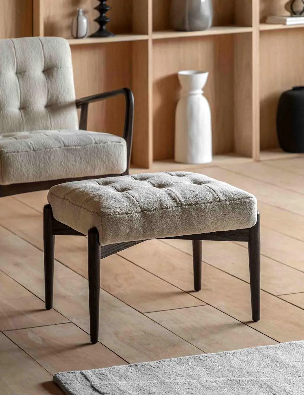 Gallery Direct Humber Cream Faux Sheepskin Footstool Oatmeal