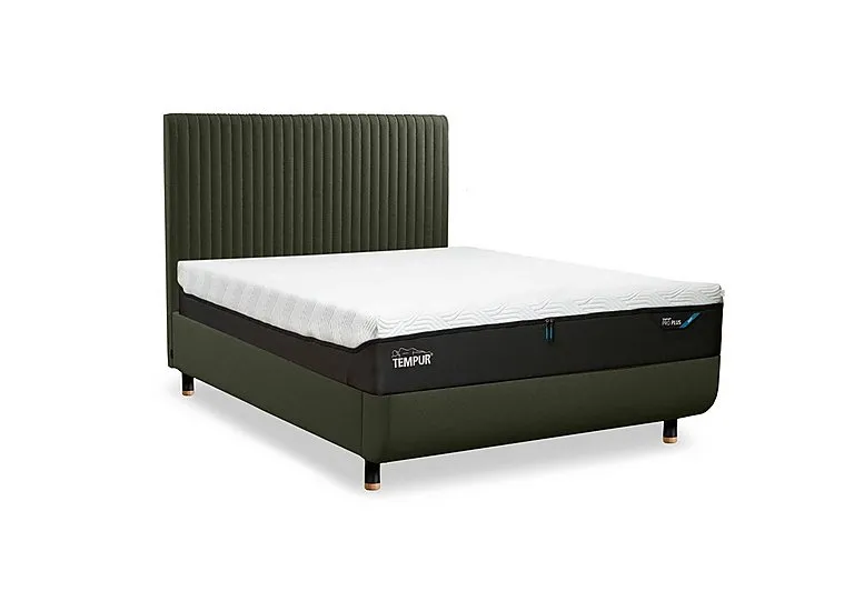 Arc Disc Ottoman Bed Frame with Vertical Headboard - King Size - Dark Green with Oak Feet