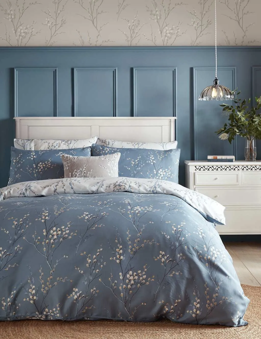Laura Ashley Pure Cotton Sateen Pussy Willow Bedding Set Blue Mix