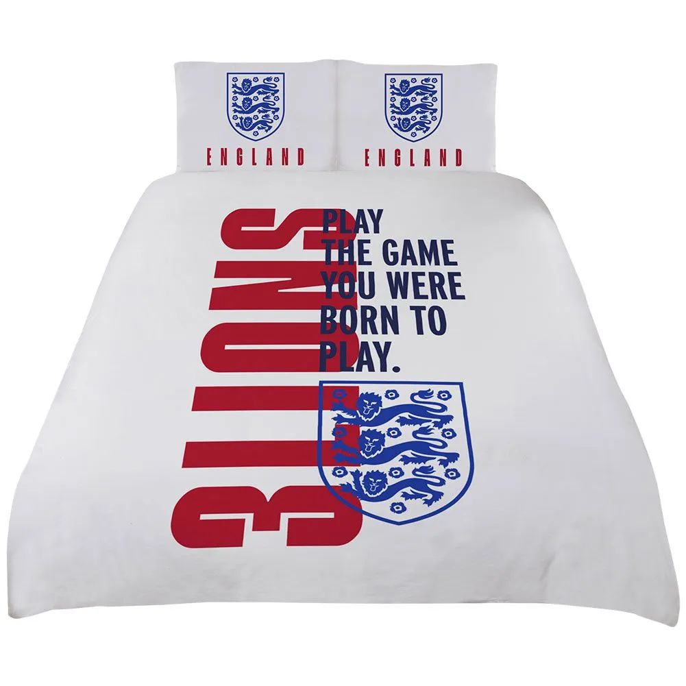England FA 3 Lions Duvet Cover Set Set in Off-White