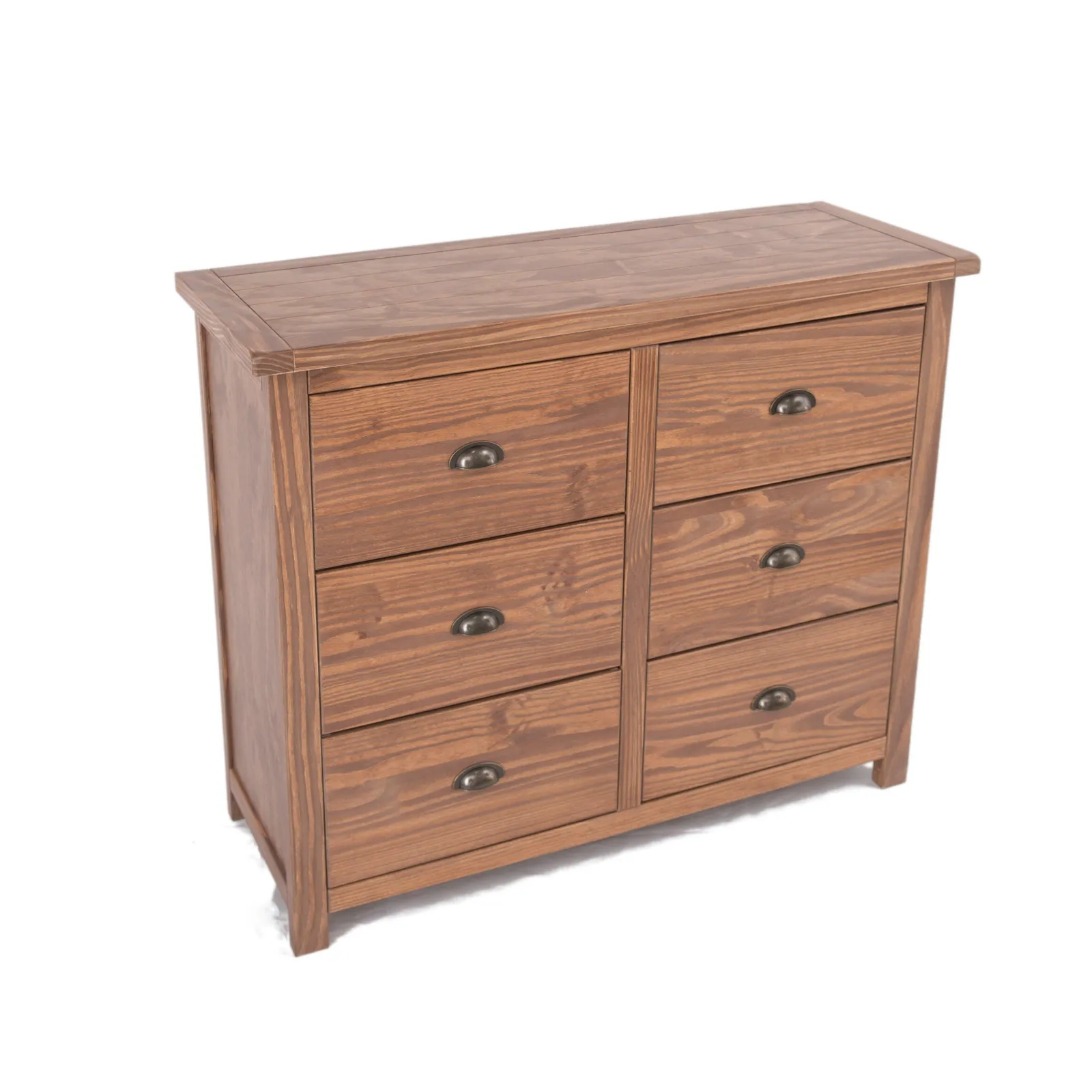 Cabinet Bits Padua 6 Drawer Chest of Drawers Brass Cup Handle in Brown 3