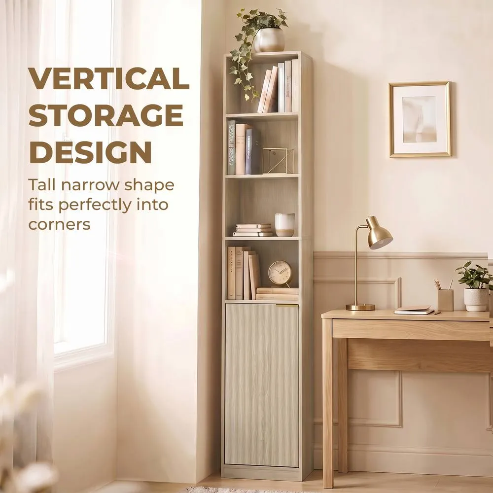 HOMCOM Bookcase Adjustable Shelf 6-Tier in Natural 5