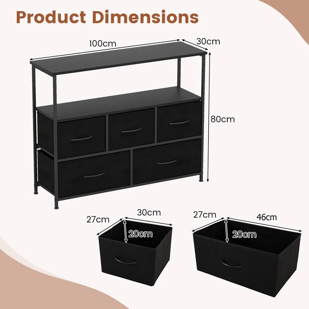 Costway Dresser for Bedroom Storage Dresser with 5 Drawers Black 5