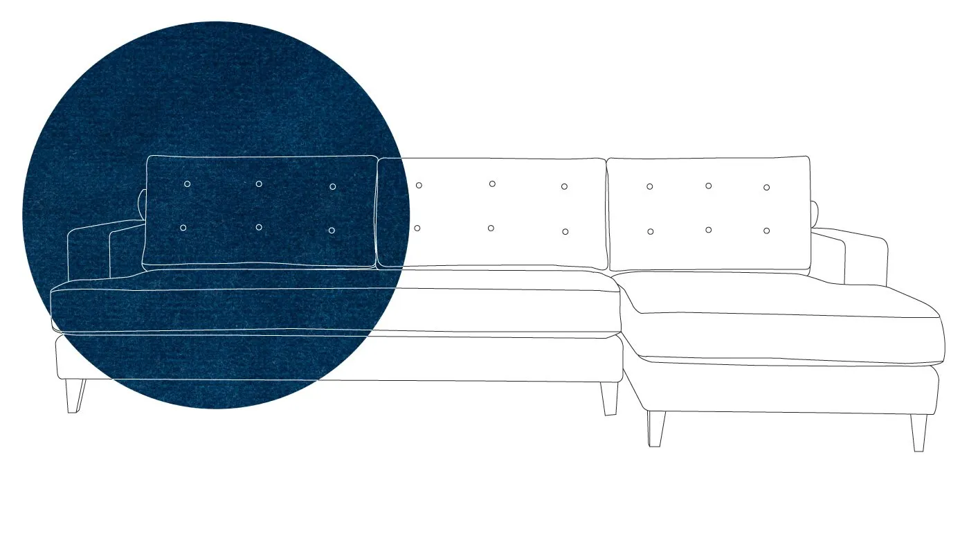 Heal's Mistral Right Hand Corner Sofa Velvet Petrol Black Feet