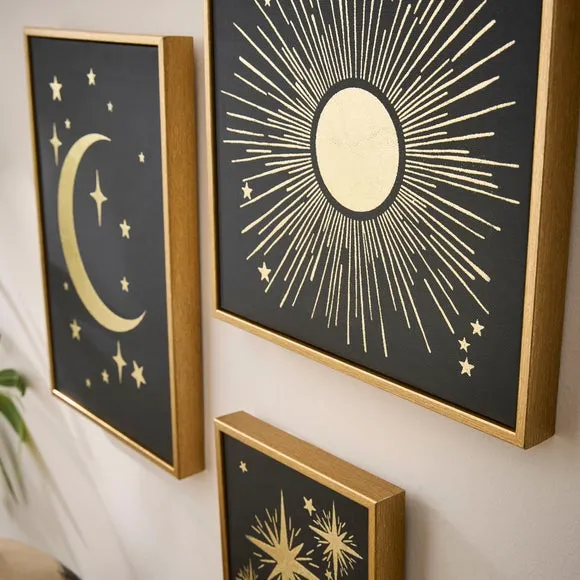 Set of 3 Celestial Framed Canvases 2