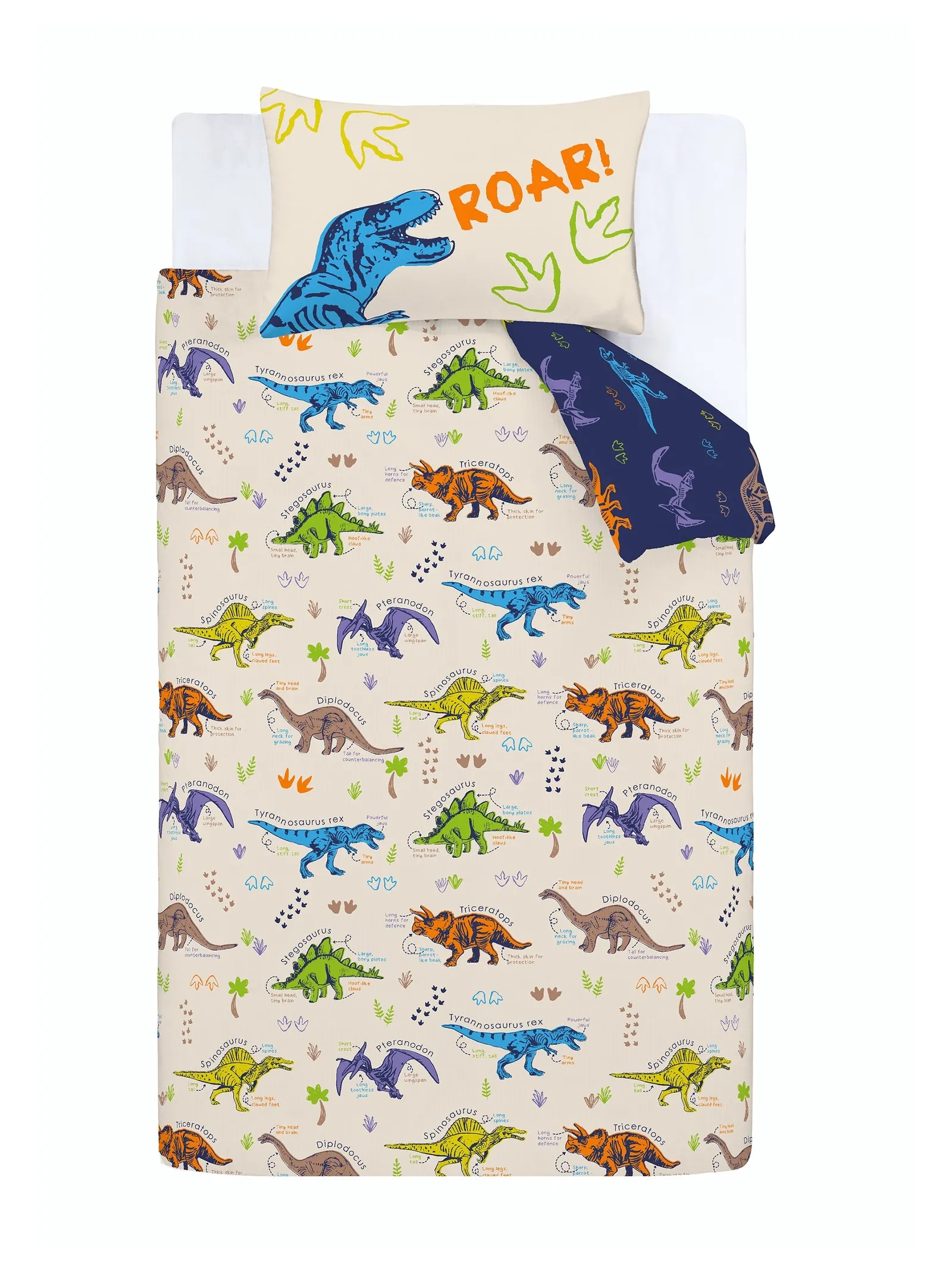 Catherine Lansfield 'Prehistoric Dinosaurs' Duvet Cover Set in Natural 5