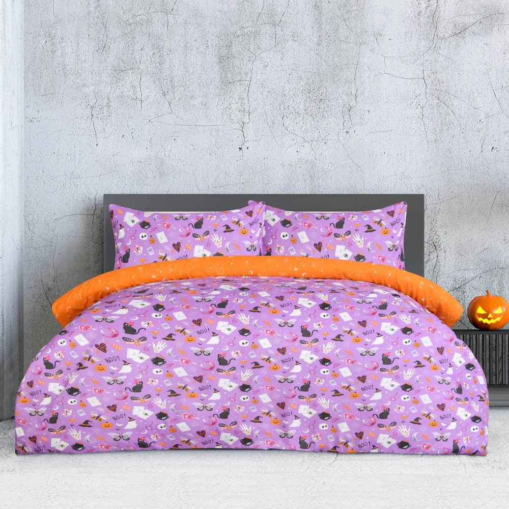 Smart Living Luxury Soft Reversible Celestial Halloween Duvet Cover & Pillowcases in Lilac