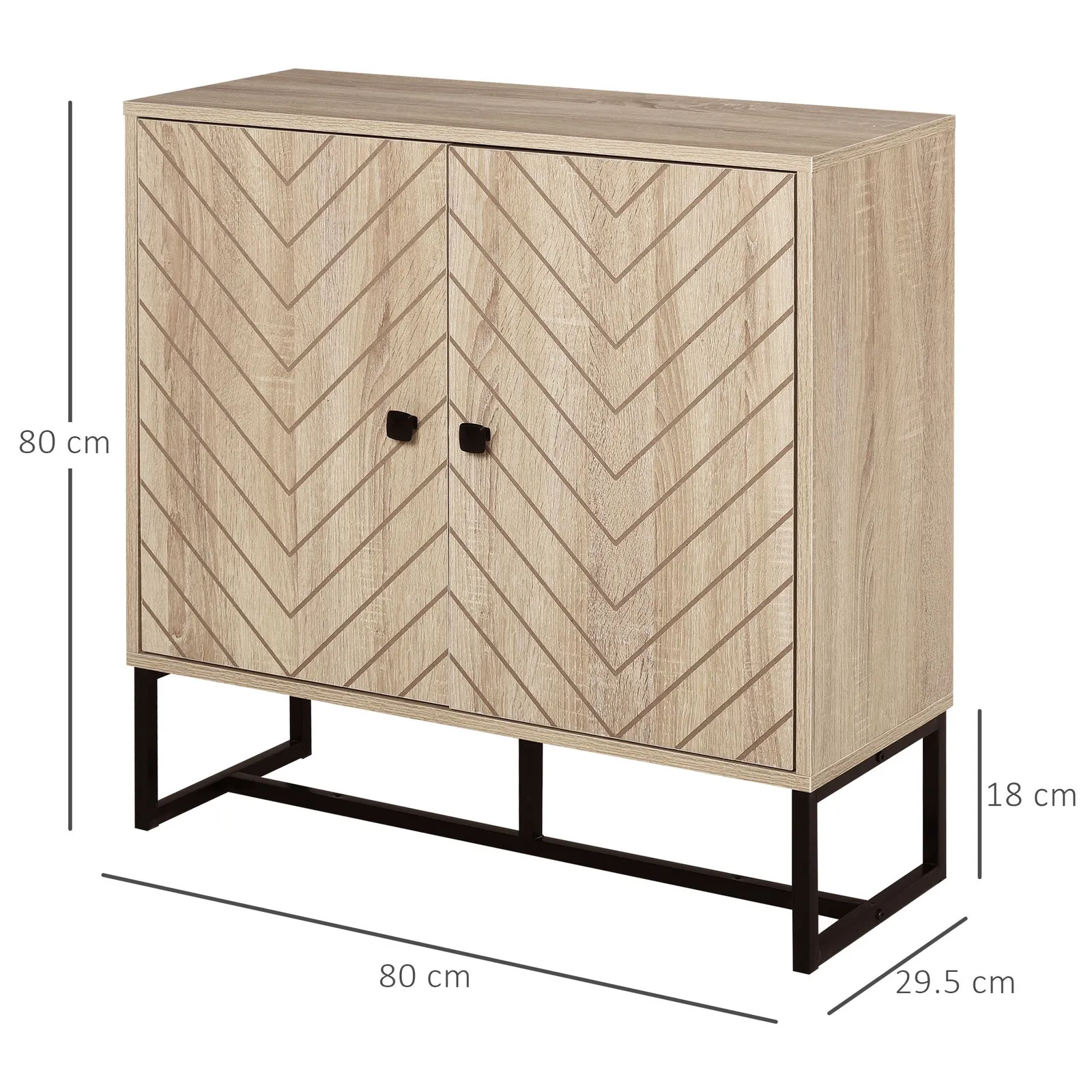 HOMCOM Embossed Arrow Storage Cabinet with Adjustable Shelf Metal Frame in Light Brown 3