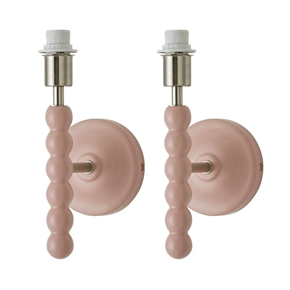 ValueLights Bobbins Pair of Pastel Bobble Style Wall Light Bases in Pale Pink 1