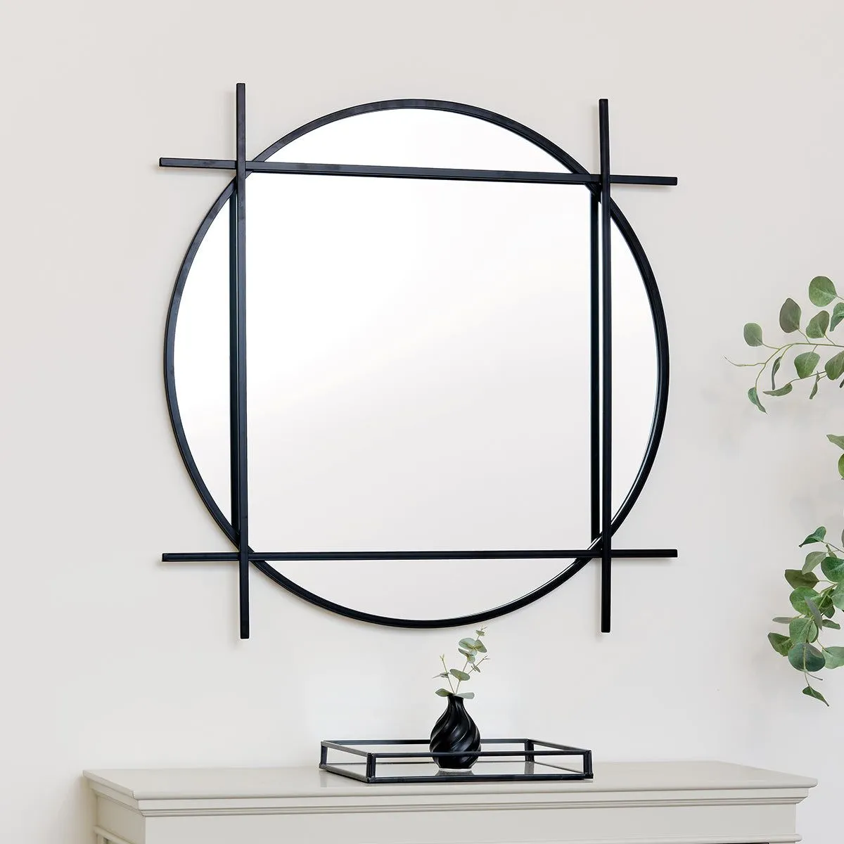 Melody Maison Large Round Black Wall Mirror 97cm X 97cm