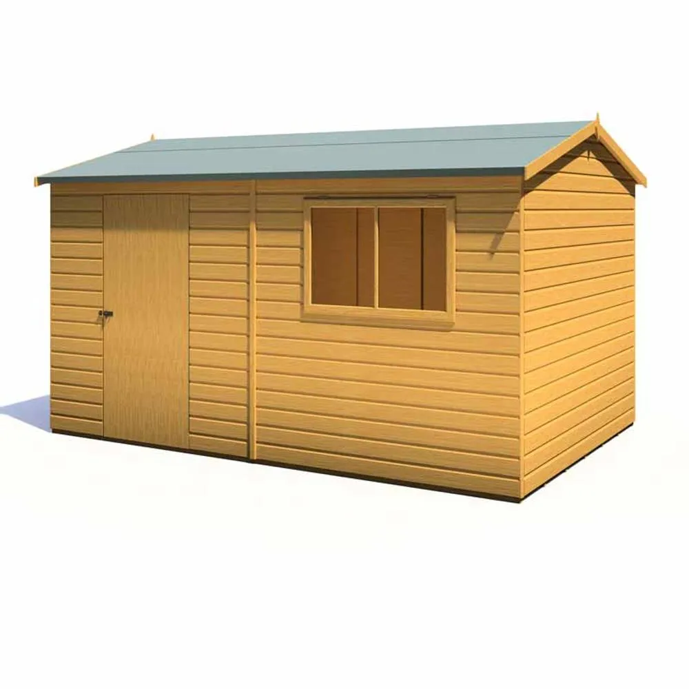 Shires Lewis 12 x 8 Feet Single Door Reverse Apex Style D Shed in Brown 3