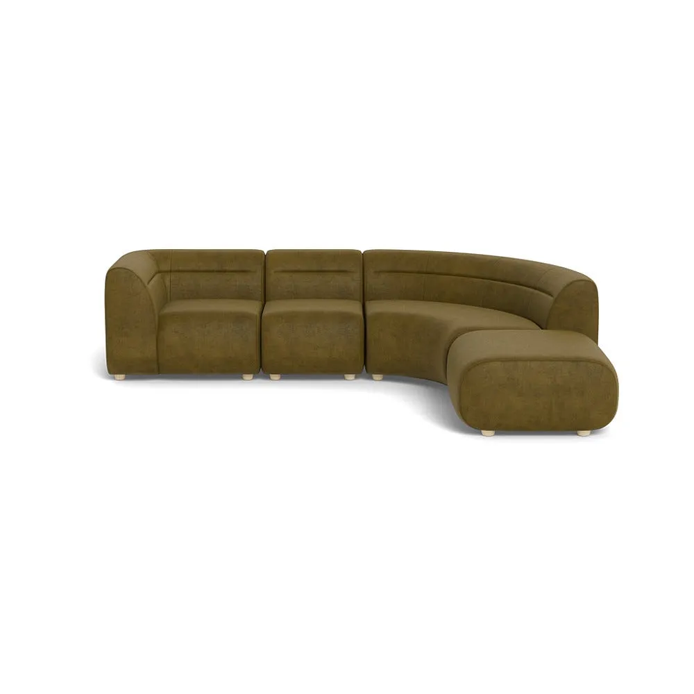 Heal's Lilli Right Hand Facing Curved Corner Sofa Smart Luxe Velvet Peridot Natural Beech Feet 1