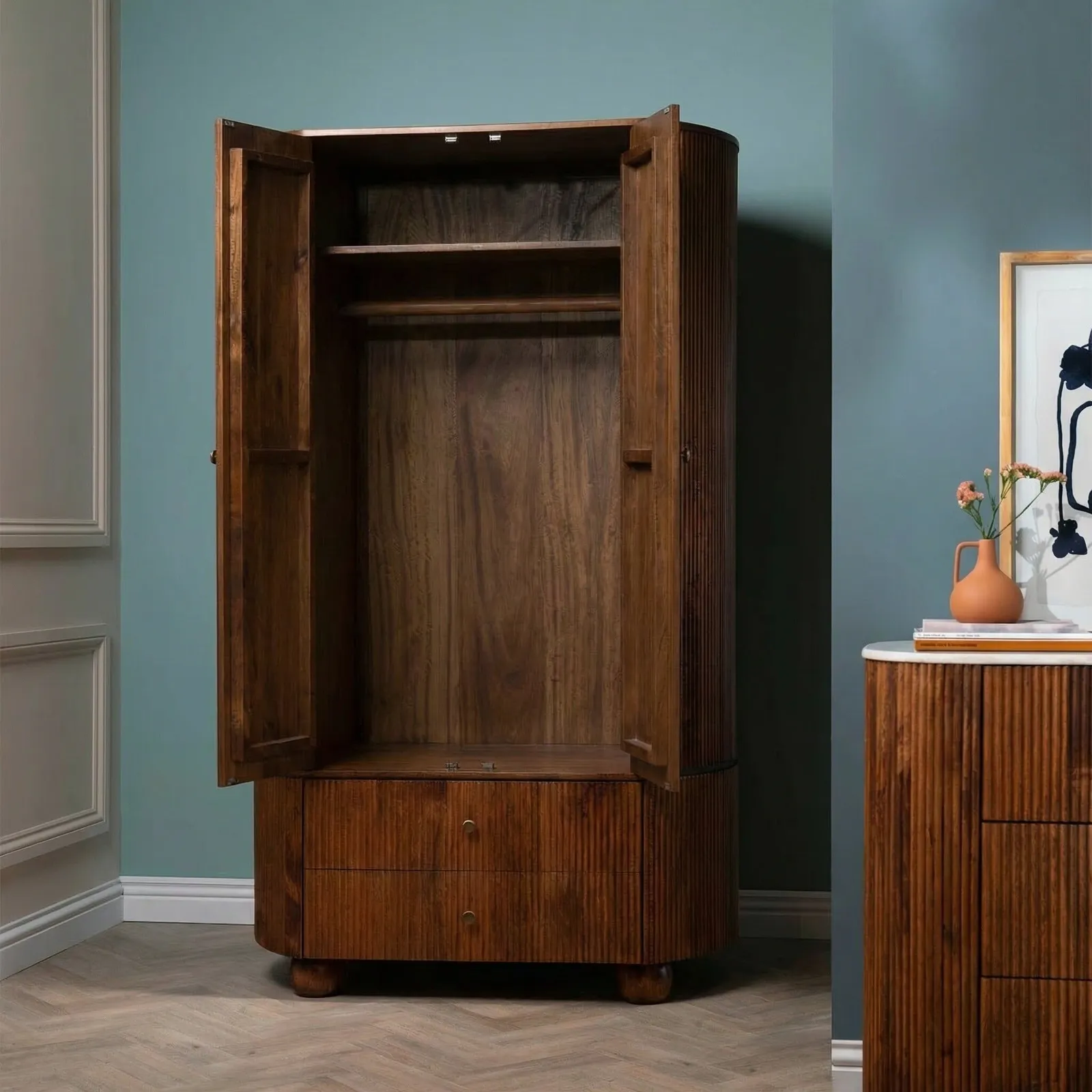 Tasso 2 Door 2 Drawer Wardrobe, Wood | Barker & Stonehouse 4