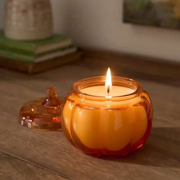 Autumn Pumpkin Shaped Glass Jar Candle 1