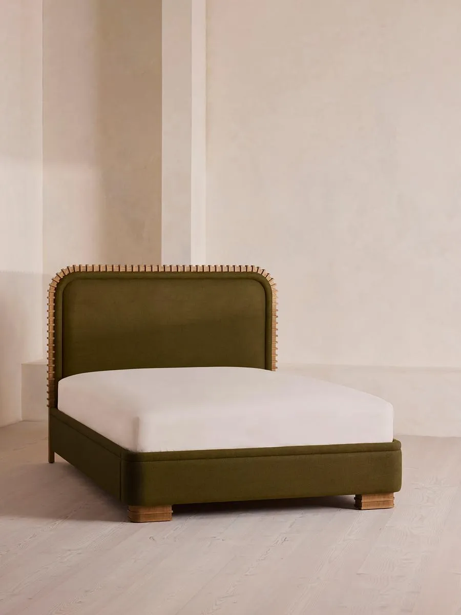 Angus Bed, Superking, Linen, Olive