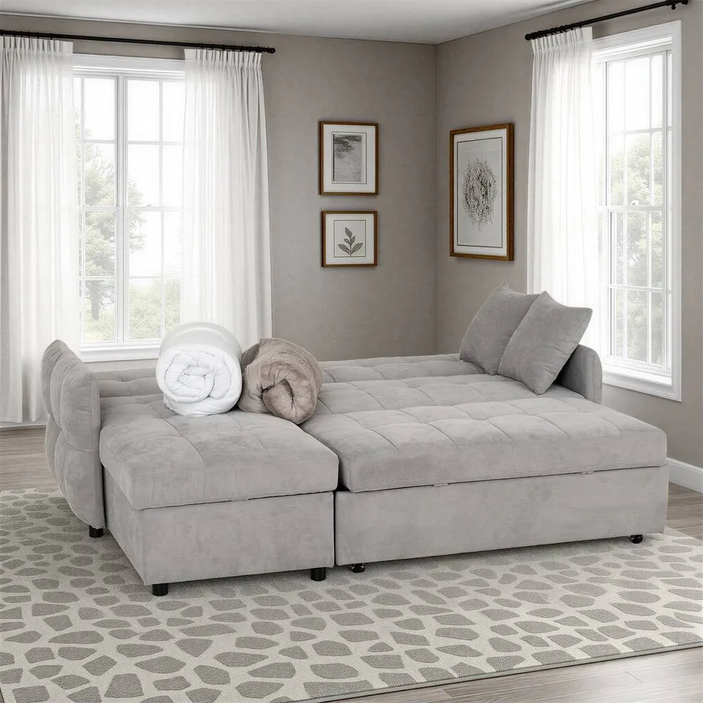 Seconique Chelsea Corner Sofa Bed in Light Grey 2
