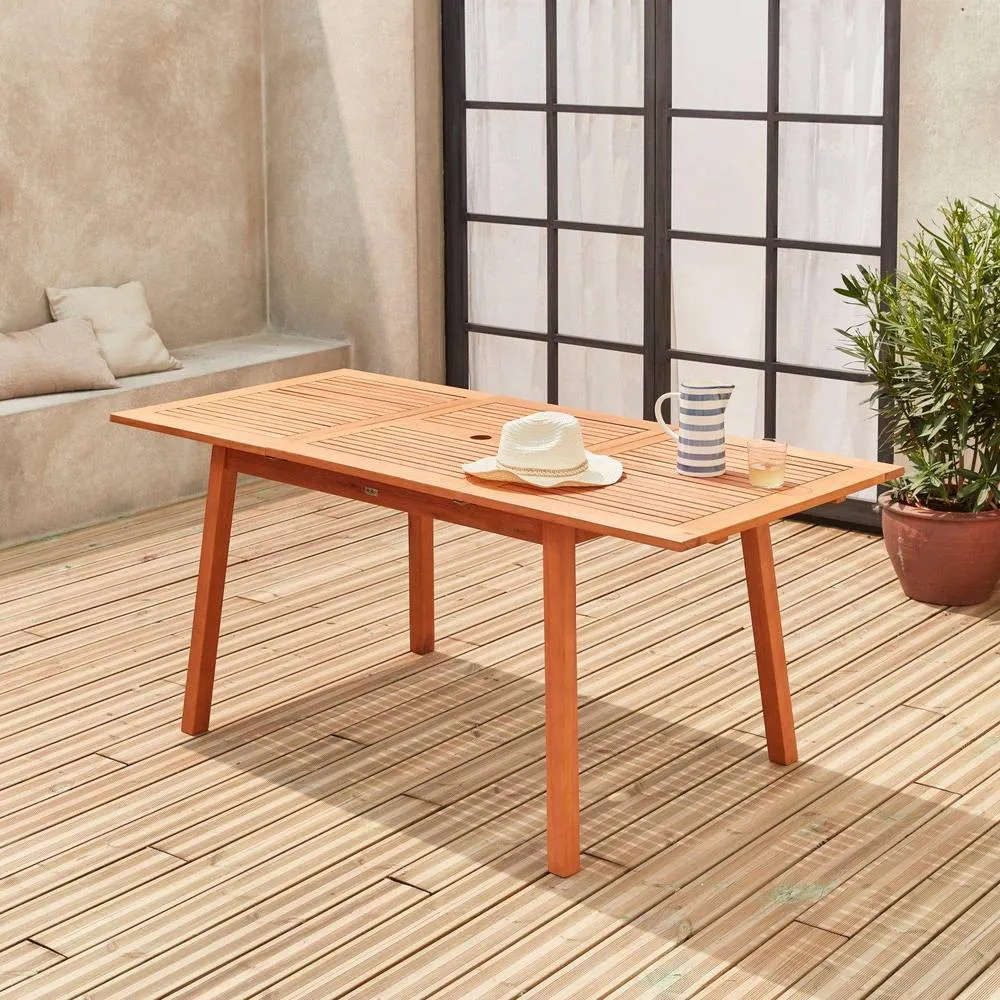 sweeek 6 To 8-seater Extendable Wooden Garden Table in Light Brown
