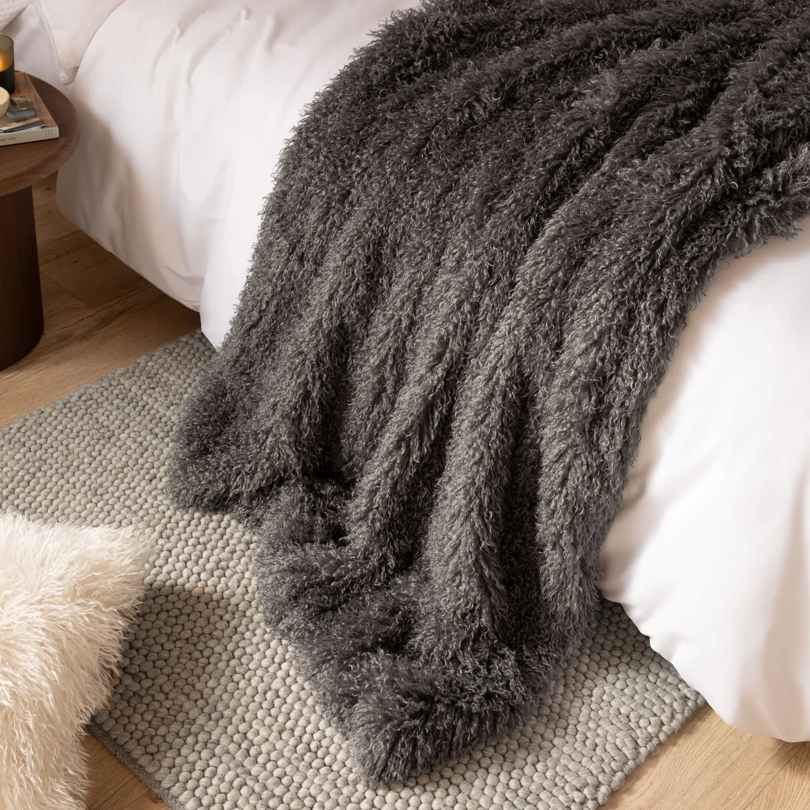 Furn Rowan Faux Fur Throw in Grey