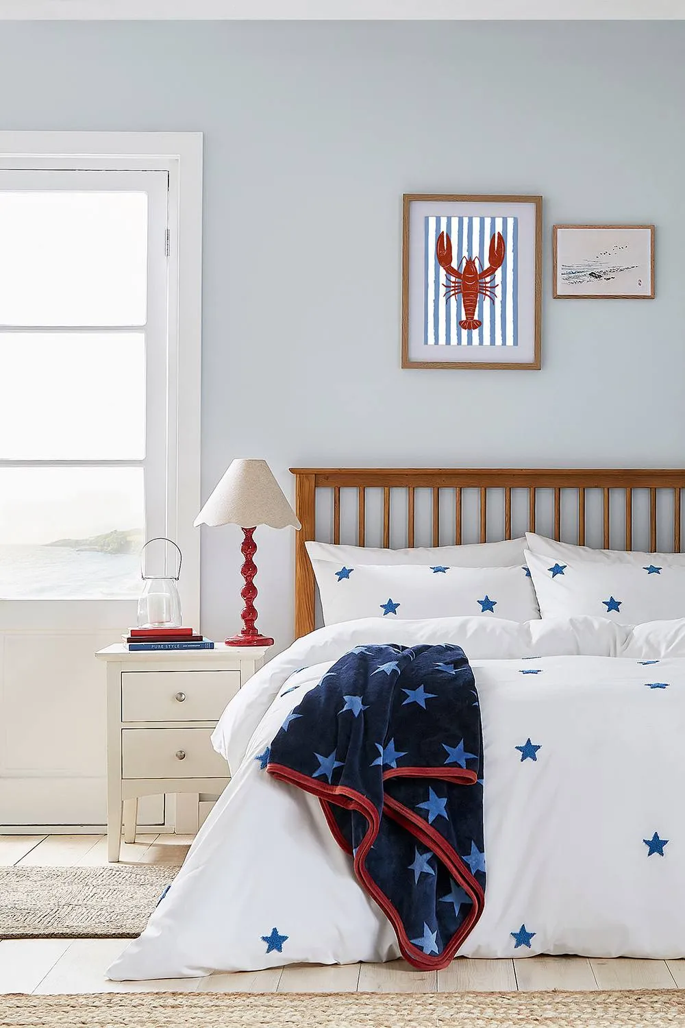 Helena Springfield 'Tufted Star Colbat Blue' Duvet Cover Set in White