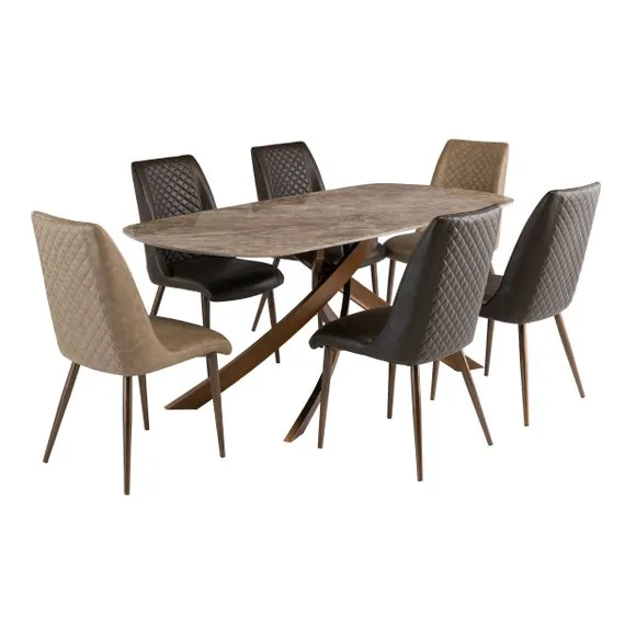 Fendi Rectangular 6 Seater Dining Table, Brown 4