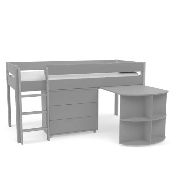 Uno Midsleeper With Pull Out Desk and Chest of Drawers Pine 5