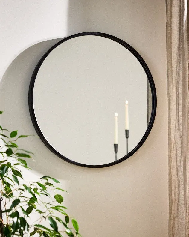 Dibor Classic Black Circular Decorative Framed Mirror Bathroom, Bedroom, Hallway Wall Mirror 60cm