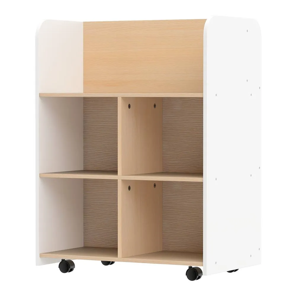 Costway 3-Tier Bookshelf w/ Wheels Double-sided Book Display & Storage Cart in White 5