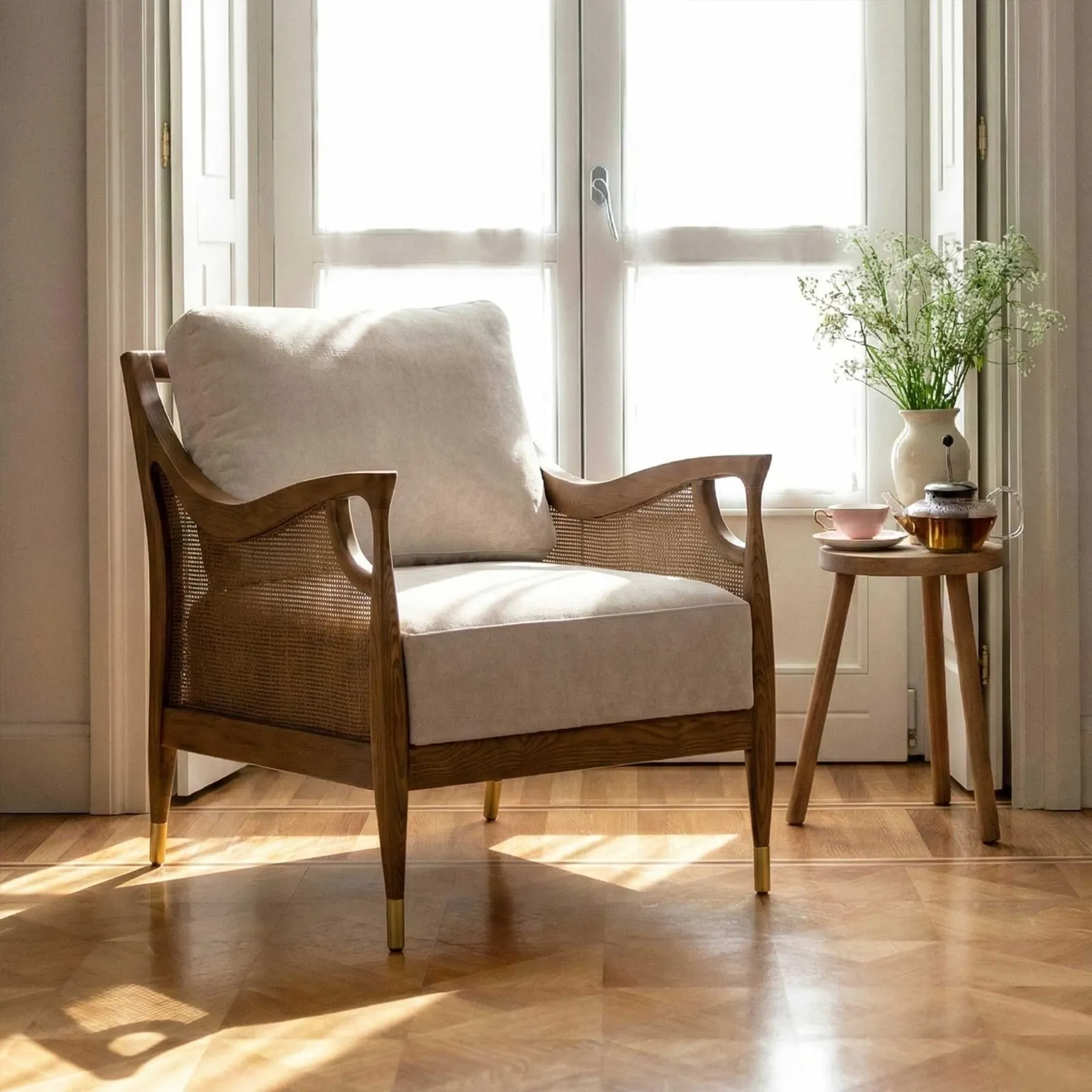 Ambrosio Accent Armchair, Neutral Fabric | Barker & Stonehouse 2