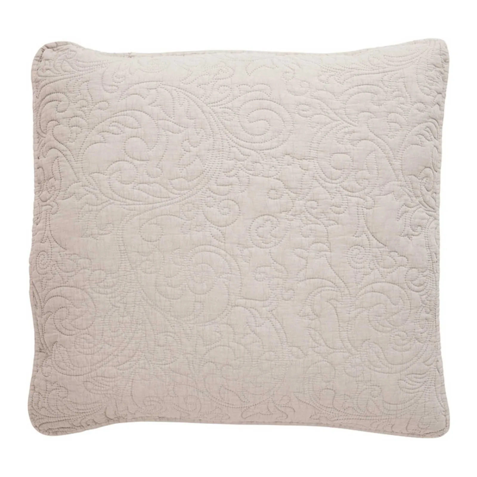 Large Embroidered Natural Cushion, Square, Neutral | Barker & Stonehouse